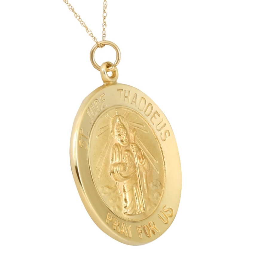 14k Yellow Gold Gold St. Jude Thaddeus Medal Pendant .5